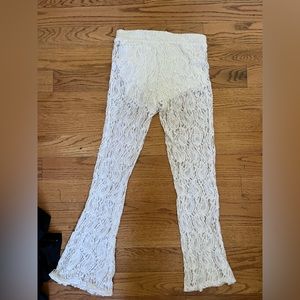 UO White lace fitted beach pants thick waistband
